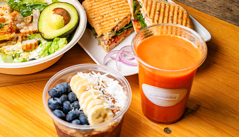 fresh avocado and banana and blueberries